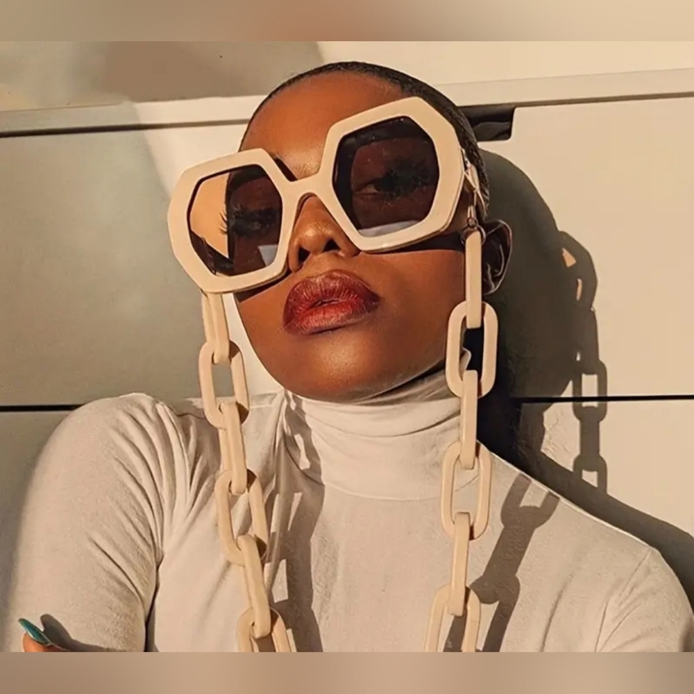 Hexagonal Sunglasses on Chain